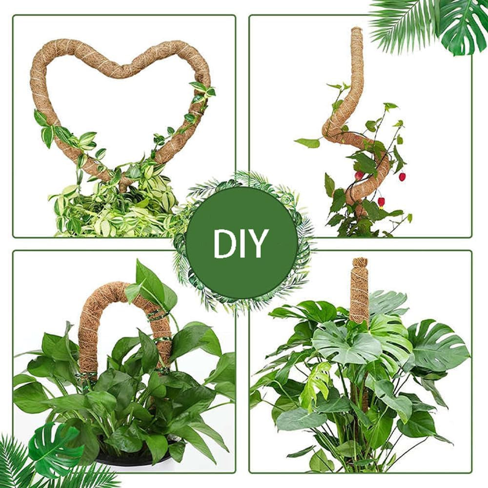 2 Pack 28" Bendable Moss Pole for Monstera Plant Support, Coco Coir Stakes for Climbing Plants, Indoor Trellis for Pothos, Philodendron & Houseplants – Adjustable Plant Support Kit