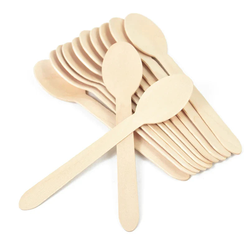100% Compostable Cutlery Set - Wooden Compostable Utensils - Disposable Wooden Cutlery, Eco Friendly Forks and Spoons Disposable Cutlery Set Party Utensils (Copy)
