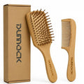 Bamboo Paddle Hairbrush Set of 2 – Eco Friendly Rectangular Bamboo Bristles Detangling Scalp Massage & Styling Natural Hair Brush Hair Growth, Plastic Free Sustainable Hair Care for Men & Women