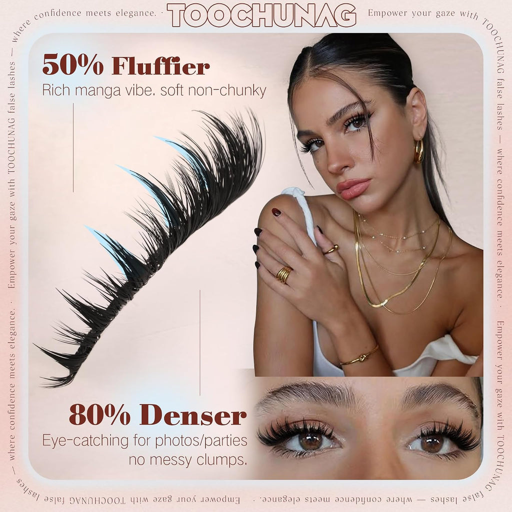 Anime Lash Clusters 12-20Mm Manga Eyelash Clusters Volume Cluster Eyelash Extensions D Curly Lashes Clusters DIY Lash Extensions Wispy Individual Lashes