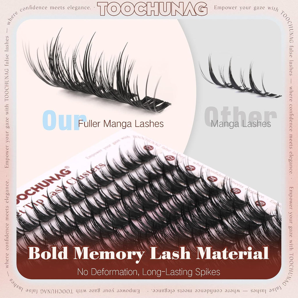 Anime Lash Clusters 12-20Mm Manga Eyelash Clusters Volume Cluster Eyelash Extensions D Curly Lashes Clusters DIY Lash Extensions Wispy Individual Lashes