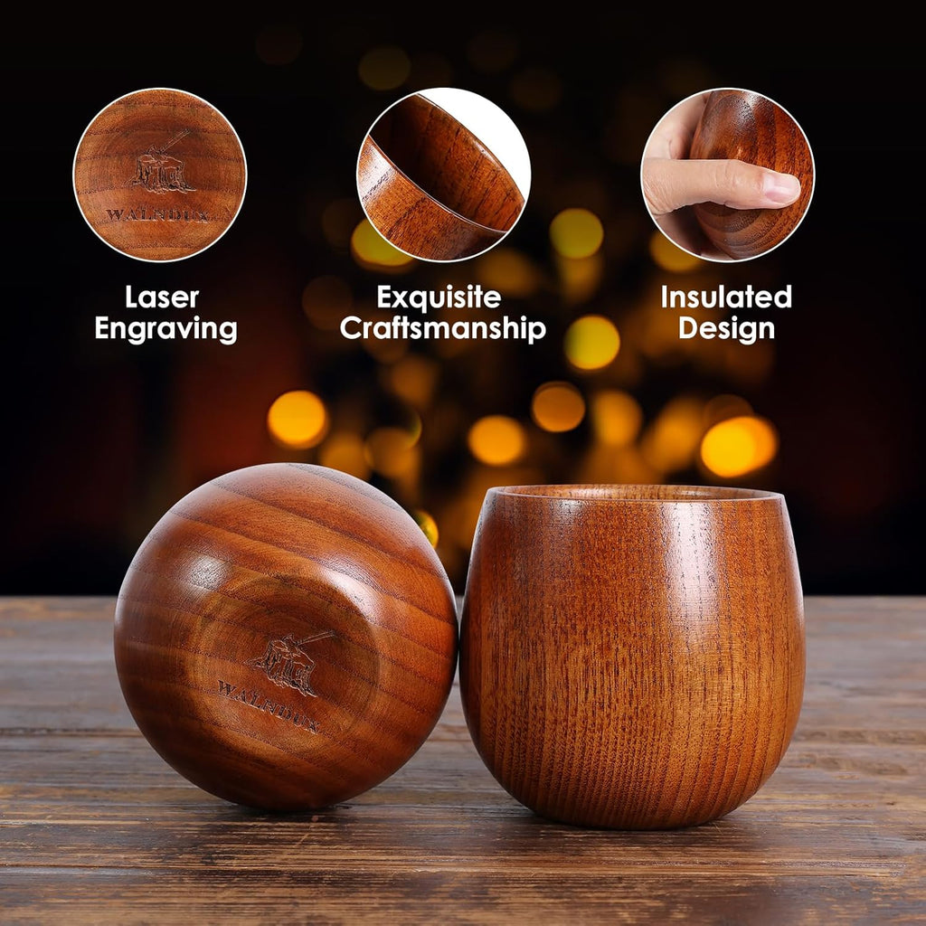 Whiskey Glasses Sets, Bourbon Glass, Bourbon Gifts for Men, Finished Wooden Old Fashioned Glass, Great Whiskey Gifts for Men, Dad, or Brother (2 Pack)
