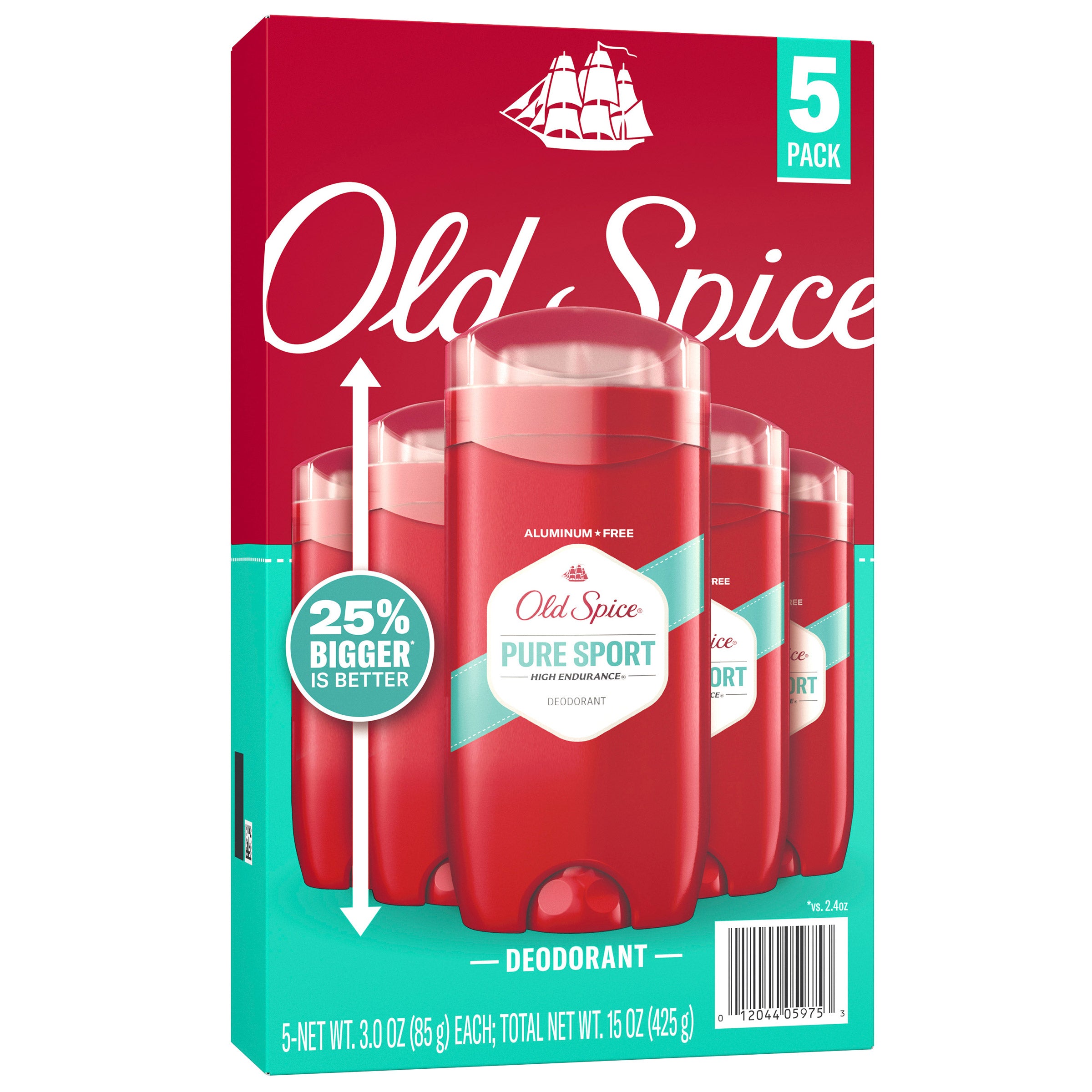 Old Spice Deodorant for Men, Pure Sport High Endurance, 3 Oz, 5-Pack
