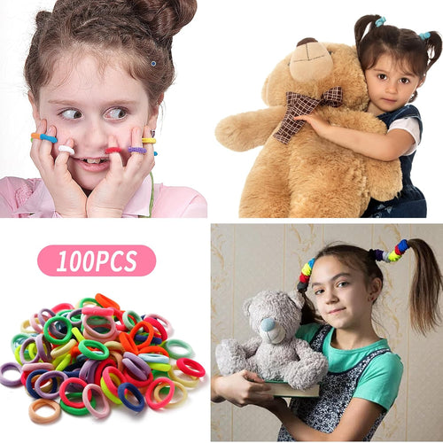-100 PCS Hair Ties, Hair Elastics, Hair Accessories for Girls Women, Cotton Toddler Hair Ties for Girls and Kids (Multicolor)