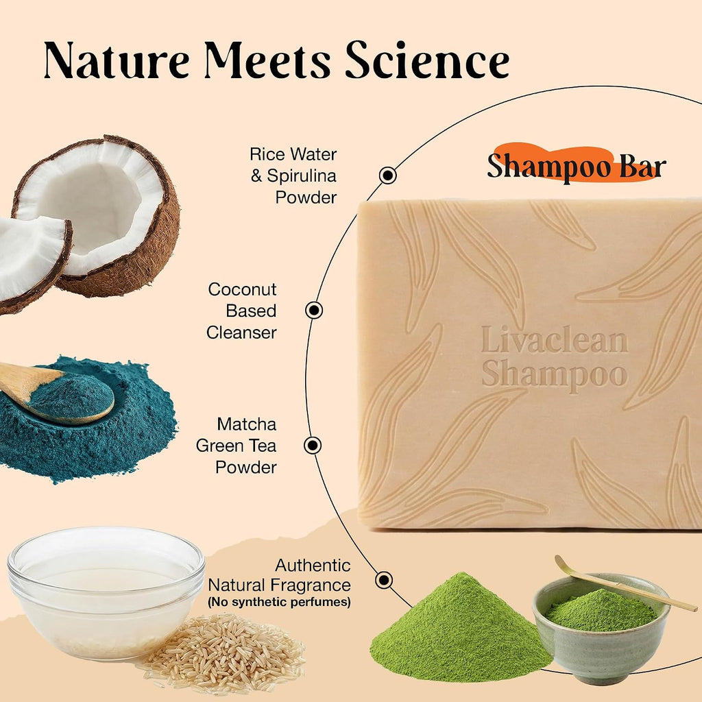 2 Pack Rice Water Shampoo and Conditioner Bar - 2X100G - Hair Soap with Spirulina Matcha Hyaluronic Acid Coconut - No Sulfates or Parabens - Bar Shampoo and Conditioner Set - Rice Soap for Hair Growth