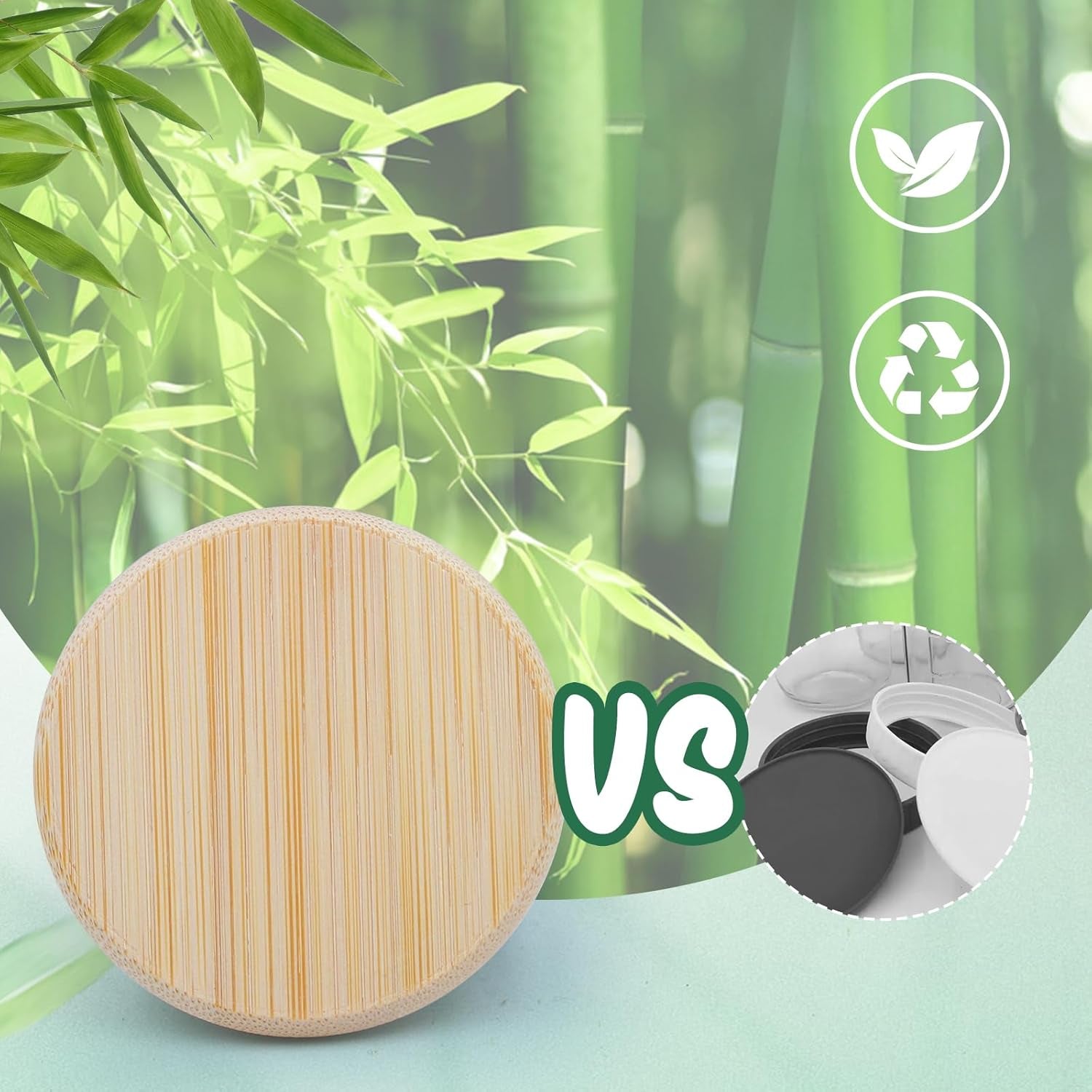 Oui Yogurt Jar Lids,  Leak Proof Wooden Lids Set with Silicone Sealing Rings, Reusable Natural Bamboo Canning Lids Covers with Bottle Label for 5 Oz Oui Yogurt Jars Storage (10 Pack)