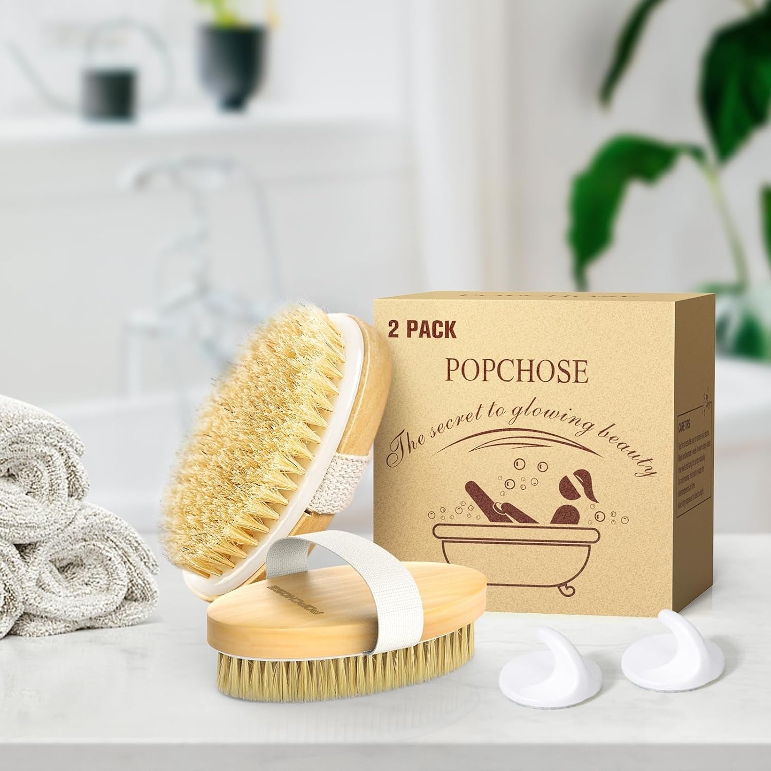 Dry Brushing Body Brush, Natural Bristle Dry Skin Exfoliating Brush Body Scrub for Flawless Skin, Cellulite Treatment, Lymphatic Drainage and Blood Circulation Improvement