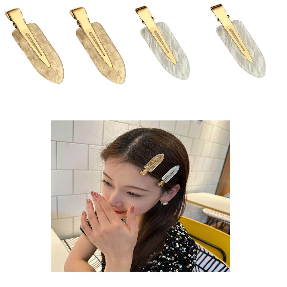 No Bend Hair Clips for Women Makeup Hair Barrettes No Crease Hair Clip 4 Pcs Acrylic Resin Flat Creaseless Hair Clips for Styling Salon Accessories No Dent Hair Clips