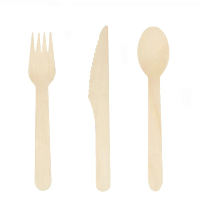 100% Compostable Cutlery Set - Wooden Compostable Utensils - Disposable Wooden Cutlery, Eco Friendly Forks and Spoons Disposable Cutlery Set Party Utensils (Copy)