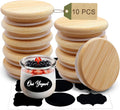 Oui Yogurt Jar Lids,  Leak Proof Wooden Lids Set with Silicone Sealing Rings, Reusable Natural Bamboo Canning Lids Covers with Bottle Label for 5 Oz Oui Yogurt Jars Storage (10 Pack)