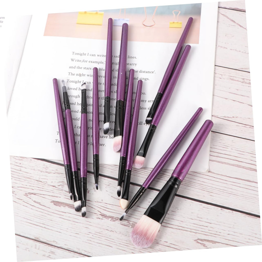 12Pcs Makeup Brush Wooden Handle Angled Blush Brush and Case Professional Cosmetics Kit for Women