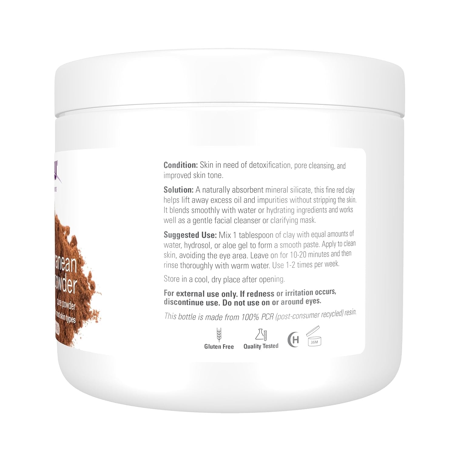 NOW Solutions, Mediterranean Red Clay Powder, Pure Powder for Sensitive Skin Facial Mask, 6-Ounce