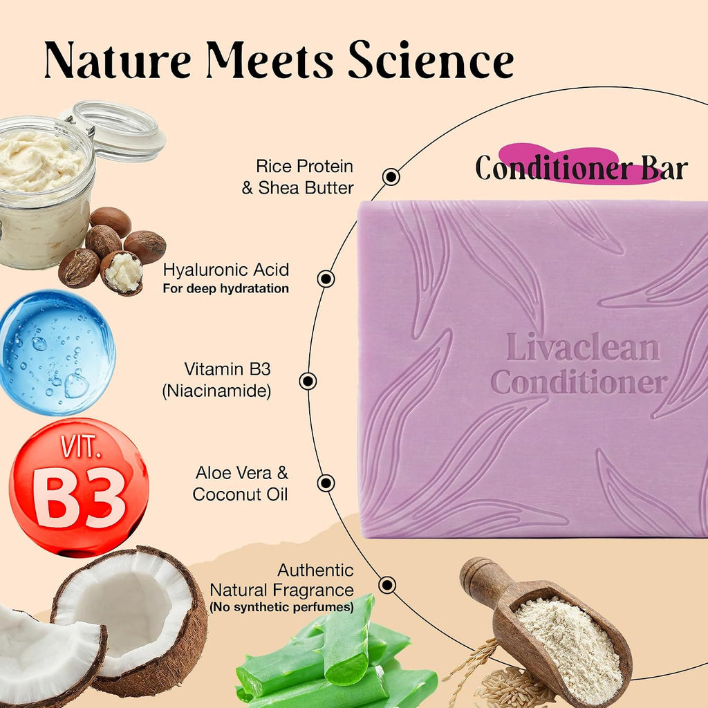 2 Pack Rice Water Shampoo and Conditioner Bar - 2X100G - Hair Soap with Spirulina Matcha Hyaluronic Acid Coconut - No Sulfates or Parabens - Bar Shampoo and Conditioner Set - Rice Soap for Hair Growth