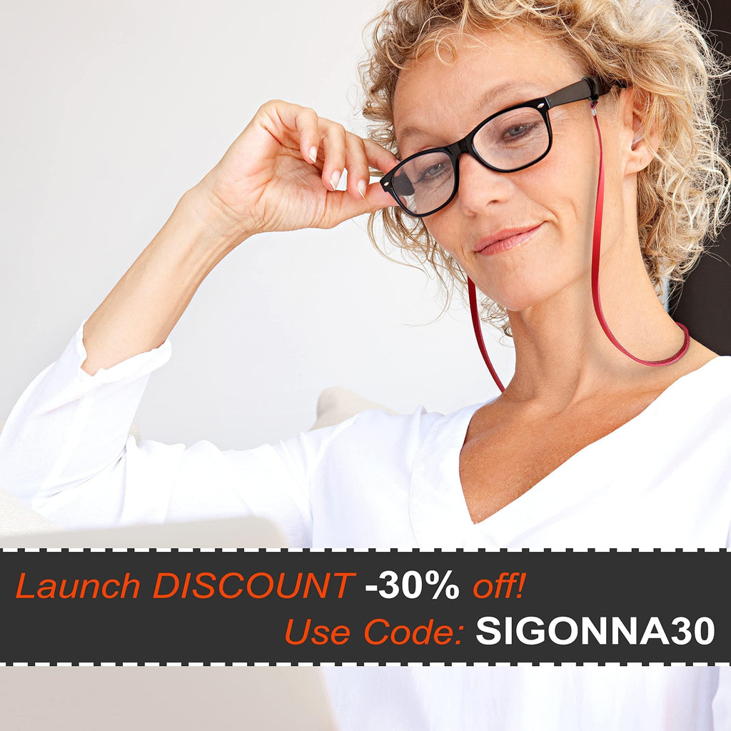 Eyeglass Chains for Women Men Premium ECO Leather Strap 4 Pcs 28 Inch Length