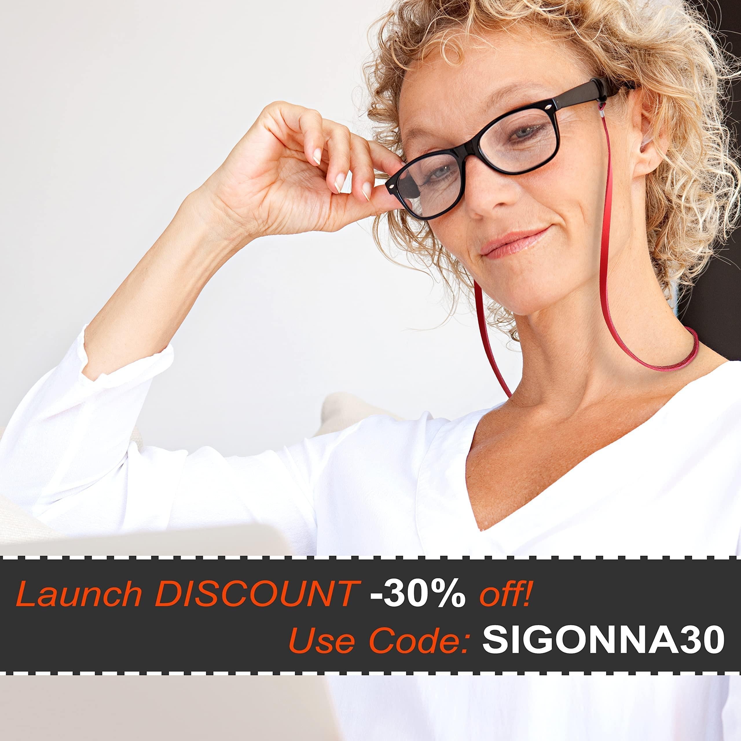 Eyeglass Chains for Women Men Premium ECO Leather Strap 4 Pcs 28 Inch Length