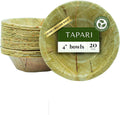 TAPARI Mini Disposable Bowls - 20 Pack Mini Leaf Bowls - 4 Inch - Sturdy & Eco-Friendly - Home Compostable & Biodegradable Bowls for Parties - Bowl for Soup, Hot & Cold Food - Sal Leaf - 3 Fl Oz