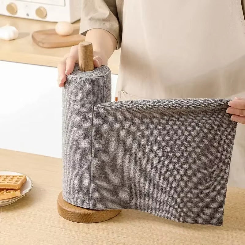 Reusable Microfiber Cleaning Wipe Roll – 20 Sheets Household Kitchen Cloth, Washable Dish Rags, Eco-Friendly Paper Towel Replacement for Multi-Surface Cleaning
