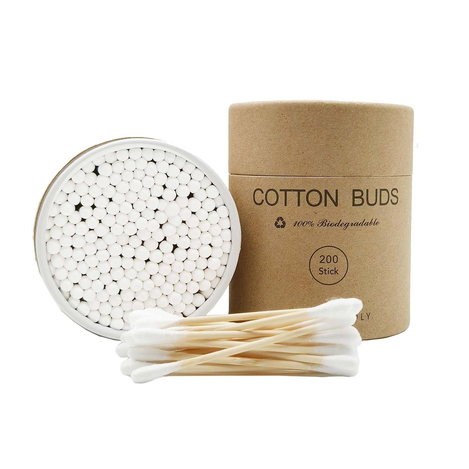Bamboo Qtips - 400 Count - Organic Cotton Buds, Biodegradable & Plastic-Free Natural Wooden Cotton Swabs for Ears & Makeup