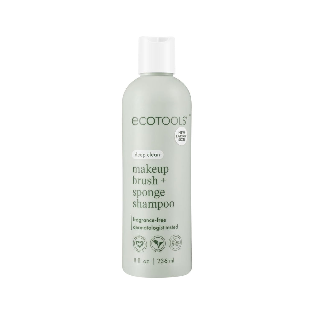 Makeup Brush + Sponge Shampoo, Cleanses Makeup & Impurities from Tools, Sponges, & Puffs, Fragrance-Free Cleanser, No Harsh Chemicals, Vegan, & Cruelty-Free, 8 Fl. Oz./236 Ml. Bottle