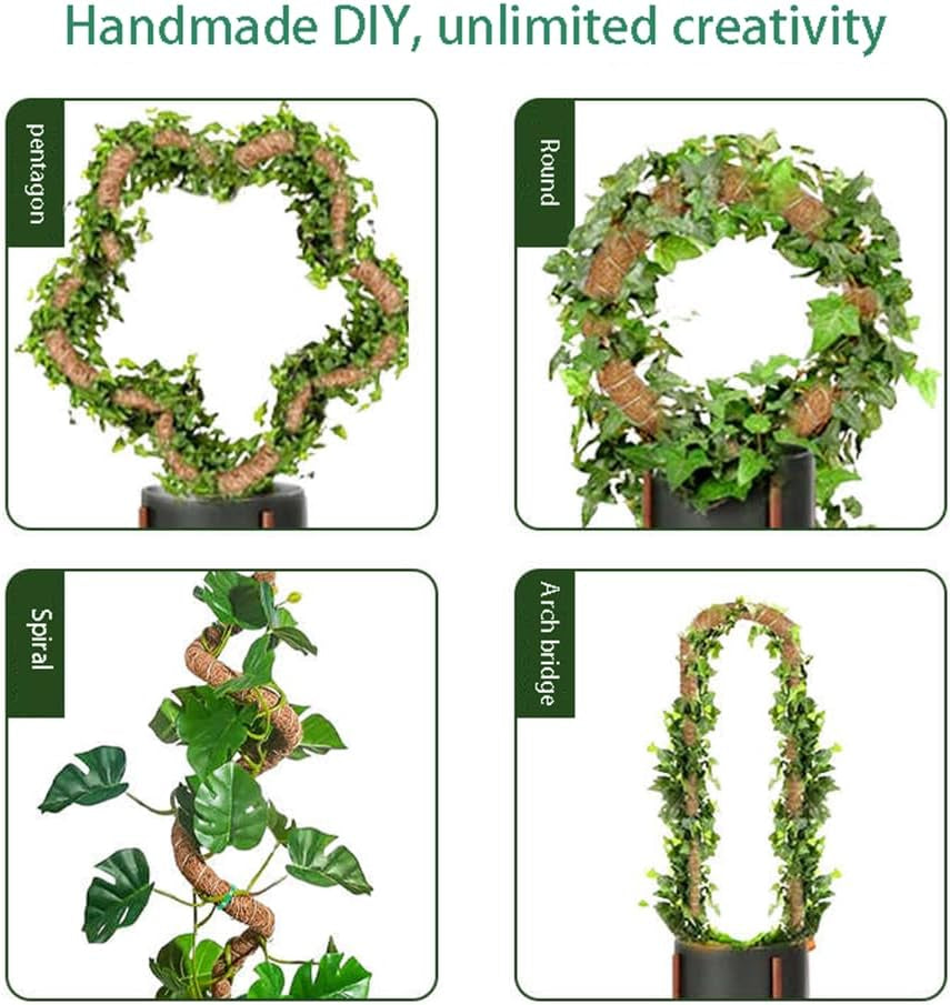 2 Pack 28" Bendable Moss Pole for Monstera Plant Support, Coco Coir Stakes for Climbing Plants, Indoor Trellis for Pothos, Philodendron & Houseplants – Adjustable Plant Support Kit