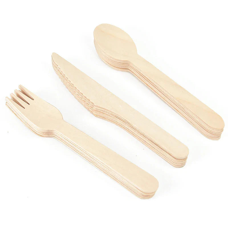 100% Compostable Cutlery Set - Wooden Compostable Utensils - Disposable Wooden Cutlery, Eco Friendly Forks and Spoons Disposable Cutlery Set Party Utensils (Copy)