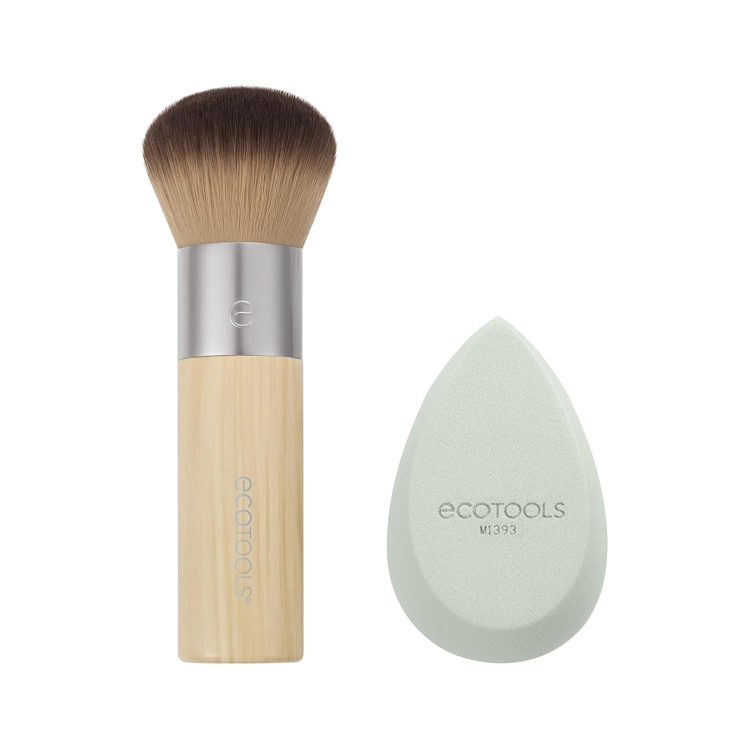 Blend + Blur Makeup Brush and Sponge Duo, Makeup Blender Sponge & Foundation Brush, for Liquid & Cream Makeup, Cloud Skin, Eco Friendly, Latex-Free, Cruelty Free, & Vegan, 2 Piece Set