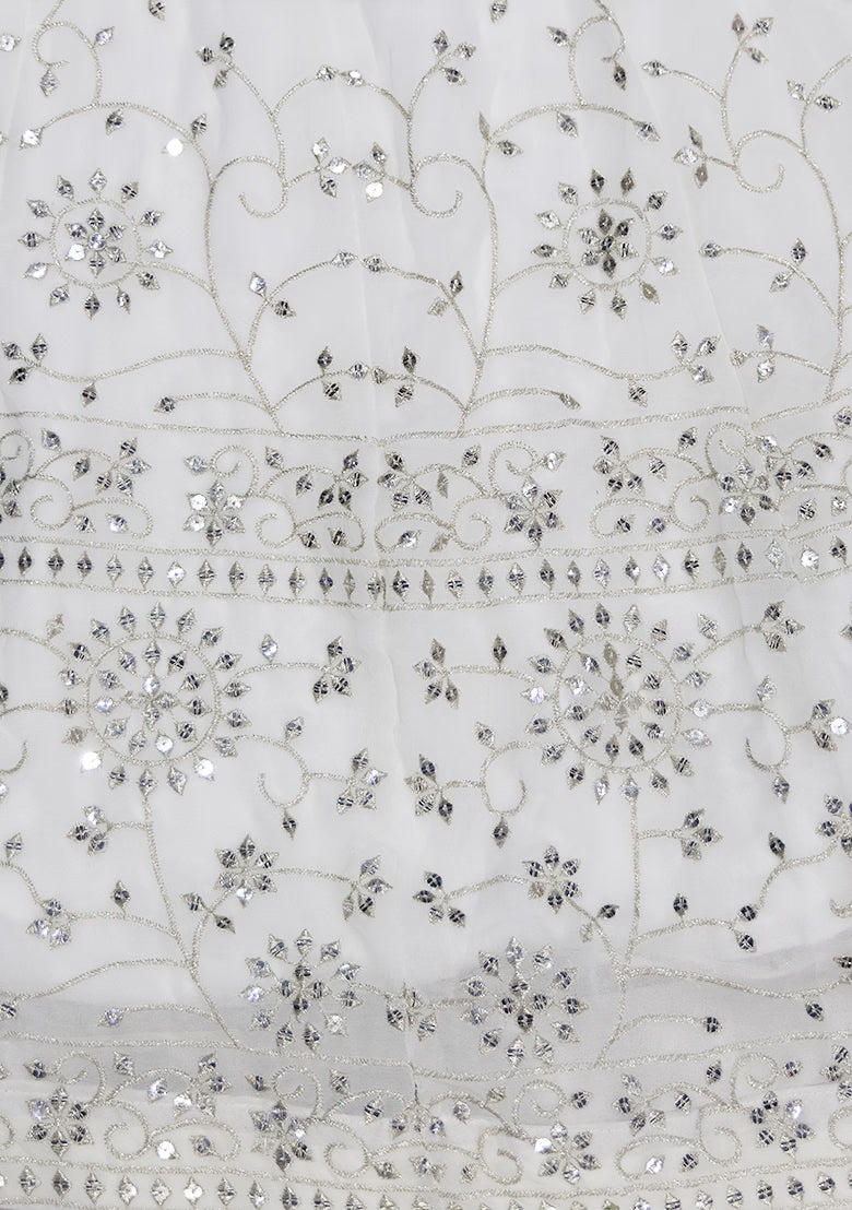 White Embroidered Anarkali Set
