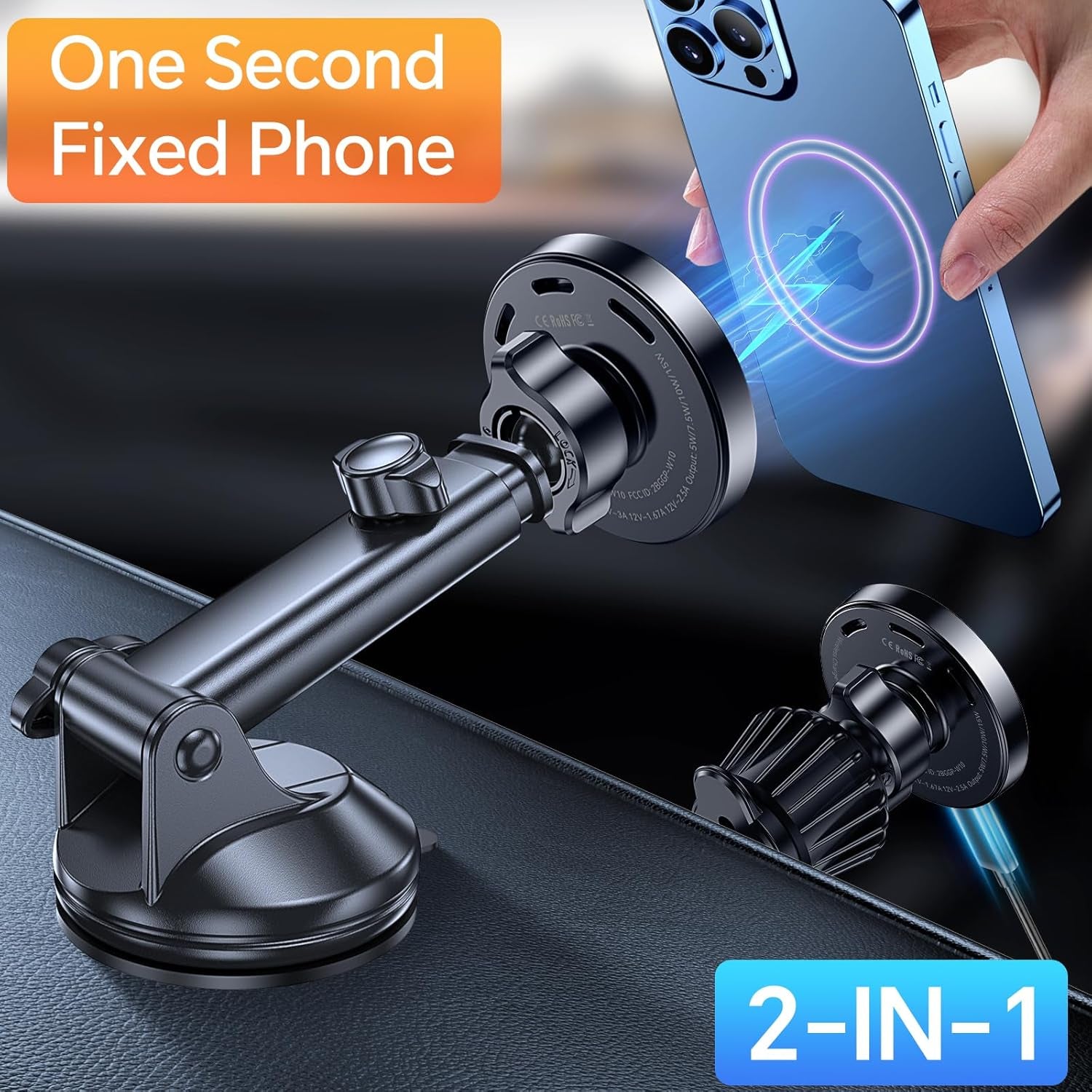 for Magsafe Car Mount Charger【Ultra Magnet】 Magnetic Phone Holders for Your Car Charger【Windshield+Vent+Dash】 Magnetic Wireless Car Phone Holder Charger Car Mount for Iphone 17 (Carbon Fiber)