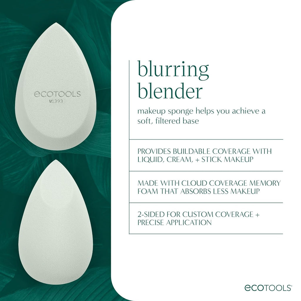 Blend + Blur Makeup Brush and Sponge Duo, Makeup Blender Sponge & Foundation Brush, for Liquid & Cream Makeup, Cloud Skin, Eco Friendly, Latex-Free, Cruelty Free, & Vegan, 2 Piece Set