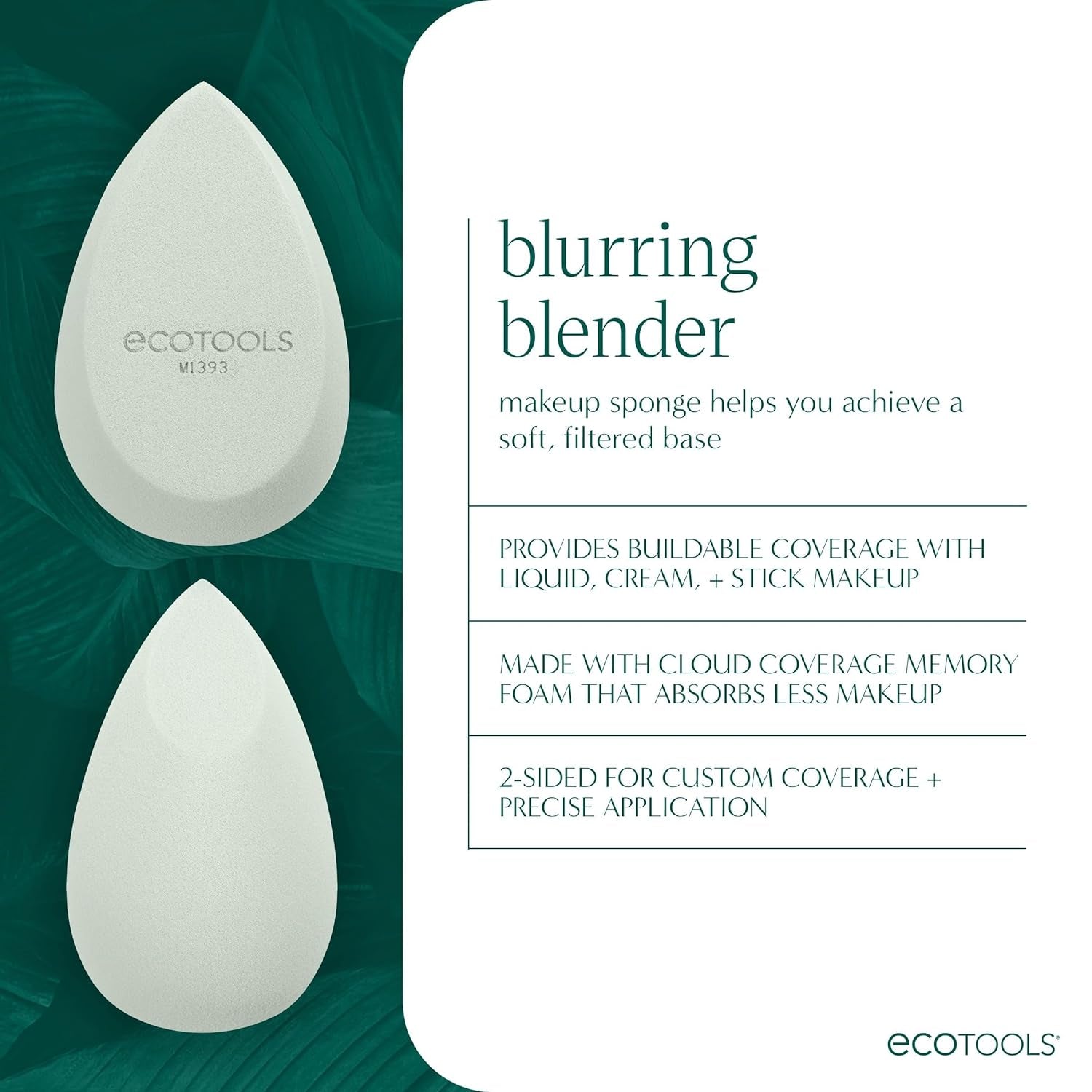 Blend + Blur Makeup Brush and Sponge Duo, Makeup Blender Sponge & Foundation Brush, for Liquid & Cream Makeup, Cloud Skin, Eco Friendly, Latex-Free, Cruelty Free, & Vegan, 2 Piece Set