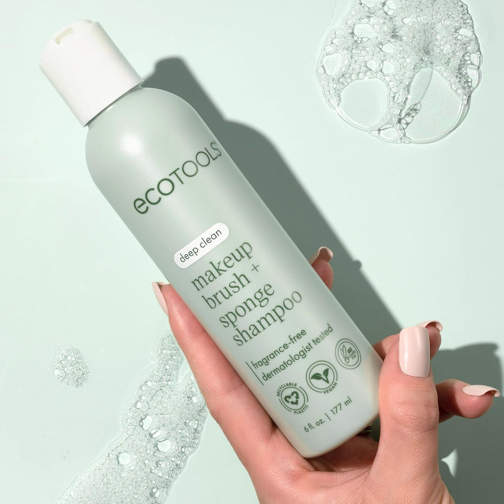 Makeup Brush + Sponge Shampoo, Cleanses Makeup & Impurities from Tools, Sponges, & Puffs, Fragrance-Free Cleanser, No Harsh Chemicals, Vegan, & Cruelty-Free, 8 Fl. Oz./236 Ml. Bottle