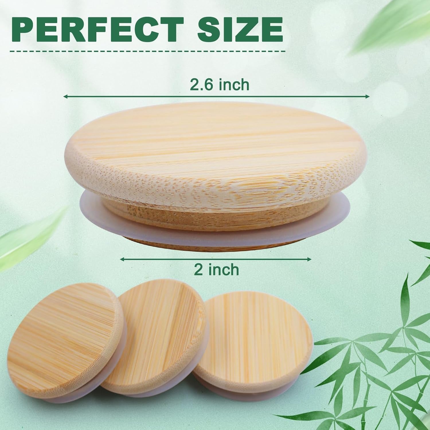 Oui Yogurt Jar Lids,  Leak Proof Wooden Lids Set with Silicone Sealing Rings, Reusable Natural Bamboo Canning Lids Covers with Bottle Label for 5 Oz Oui Yogurt Jars Storage (10 Pack)