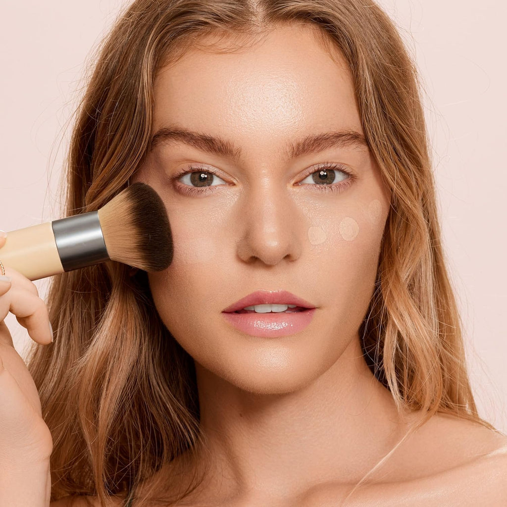 Blend + Blur Makeup Brush and Sponge Duo, Makeup Blender Sponge & Foundation Brush, for Liquid & Cream Makeup, Cloud Skin, Eco Friendly, Latex-Free, Cruelty Free, & Vegan, 2 Piece Set
