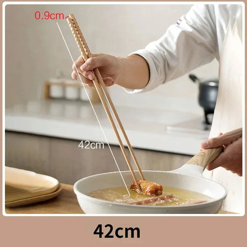Cooking Chopsticks Wooden Long Chop Sticks Reusable Chopsticks Kitchen Chopstick for Noodles Frying Hotpot