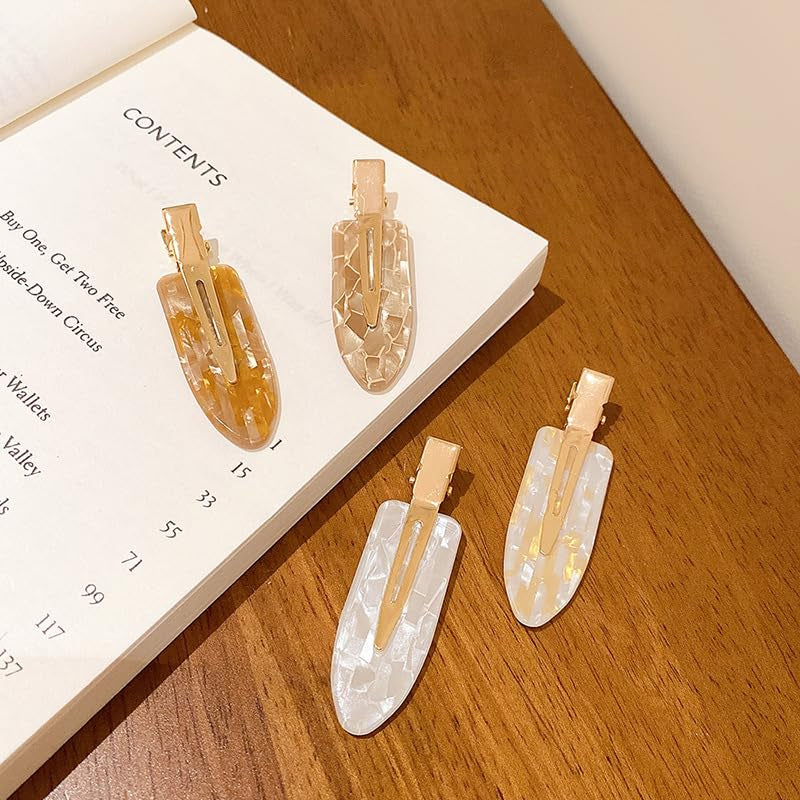 No Bend Hair Clips for Women Makeup Hair Barrettes No Crease Hair Clip 4 Pcs Acrylic Resin Flat Creaseless Hair Clips for Styling Salon Accessories No Dent Hair Clips