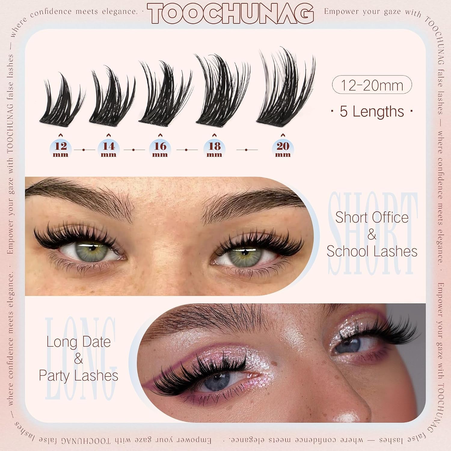 Anime Lash Clusters 12-20Mm Manga Eyelash Clusters Volume Cluster Eyelash Extensions D Curly Lashes Clusters DIY Lash Extensions Wispy Individual Lashes