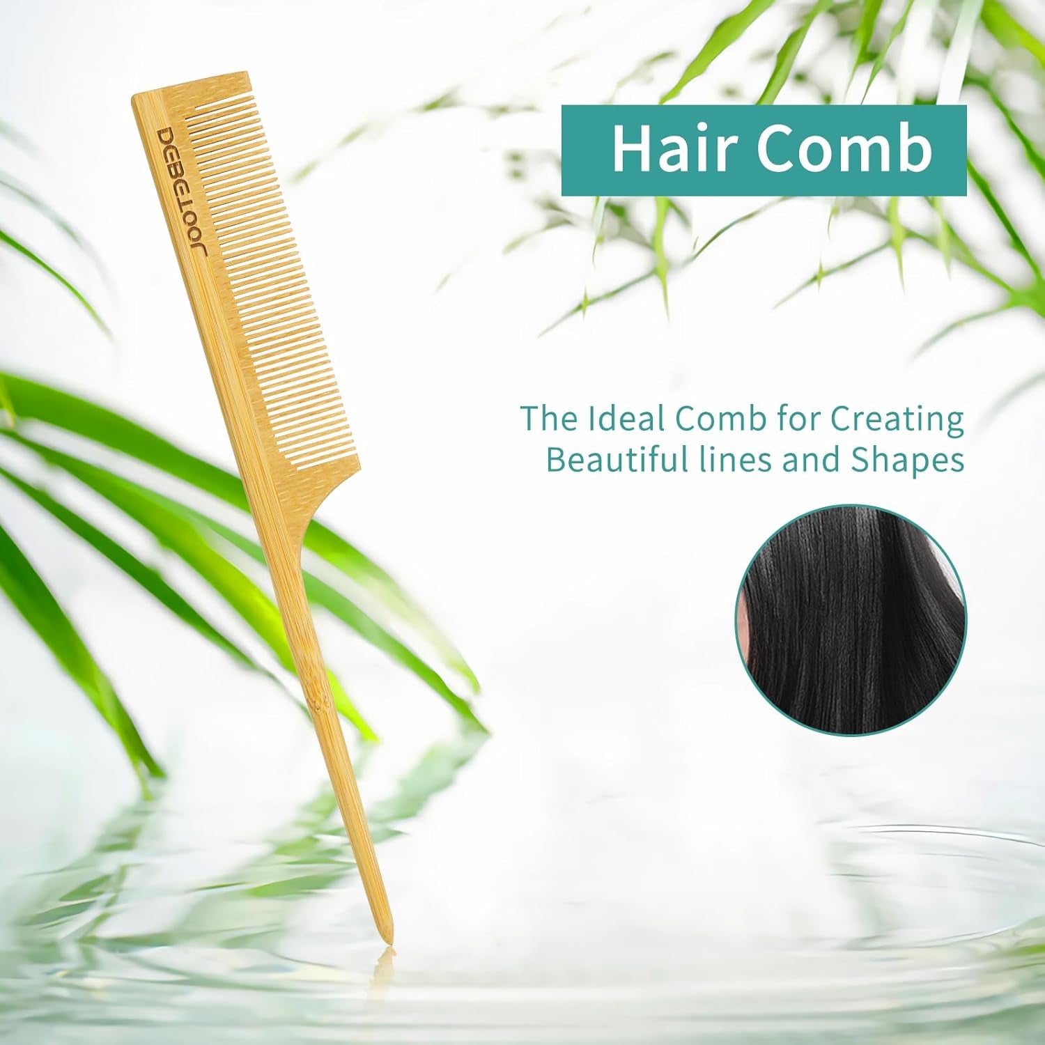 Bamboo Hair Brush and Comb Set for Women Men and Kids,Natural Bamboo Wood Wide-Tooth Brush and Tail Comb - Paddle Detangling Brush for Wet Dry Curly Hair