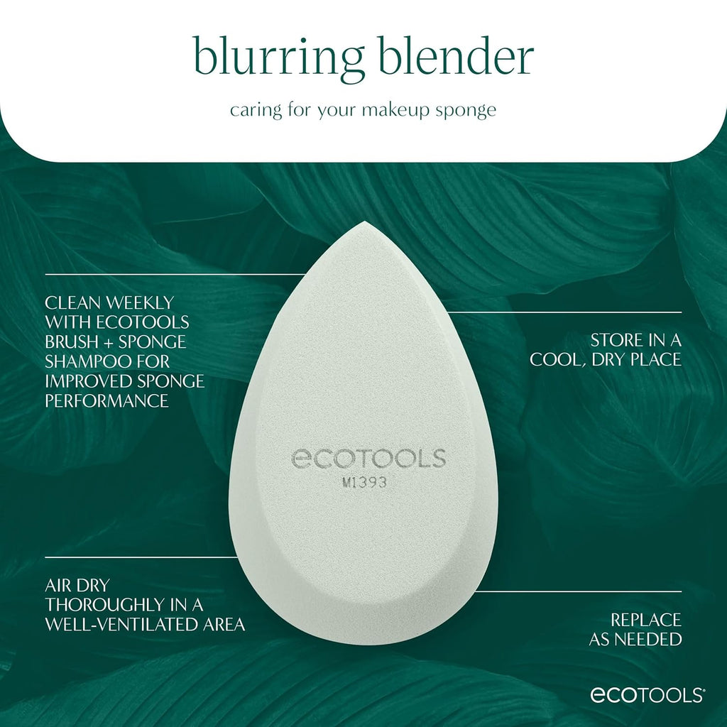 Blend + Blur Makeup Brush and Sponge Duo, Makeup Blender Sponge & Foundation Brush, for Liquid & Cream Makeup, Cloud Skin, Eco Friendly, Latex-Free, Cruelty Free, & Vegan, 2 Piece Set