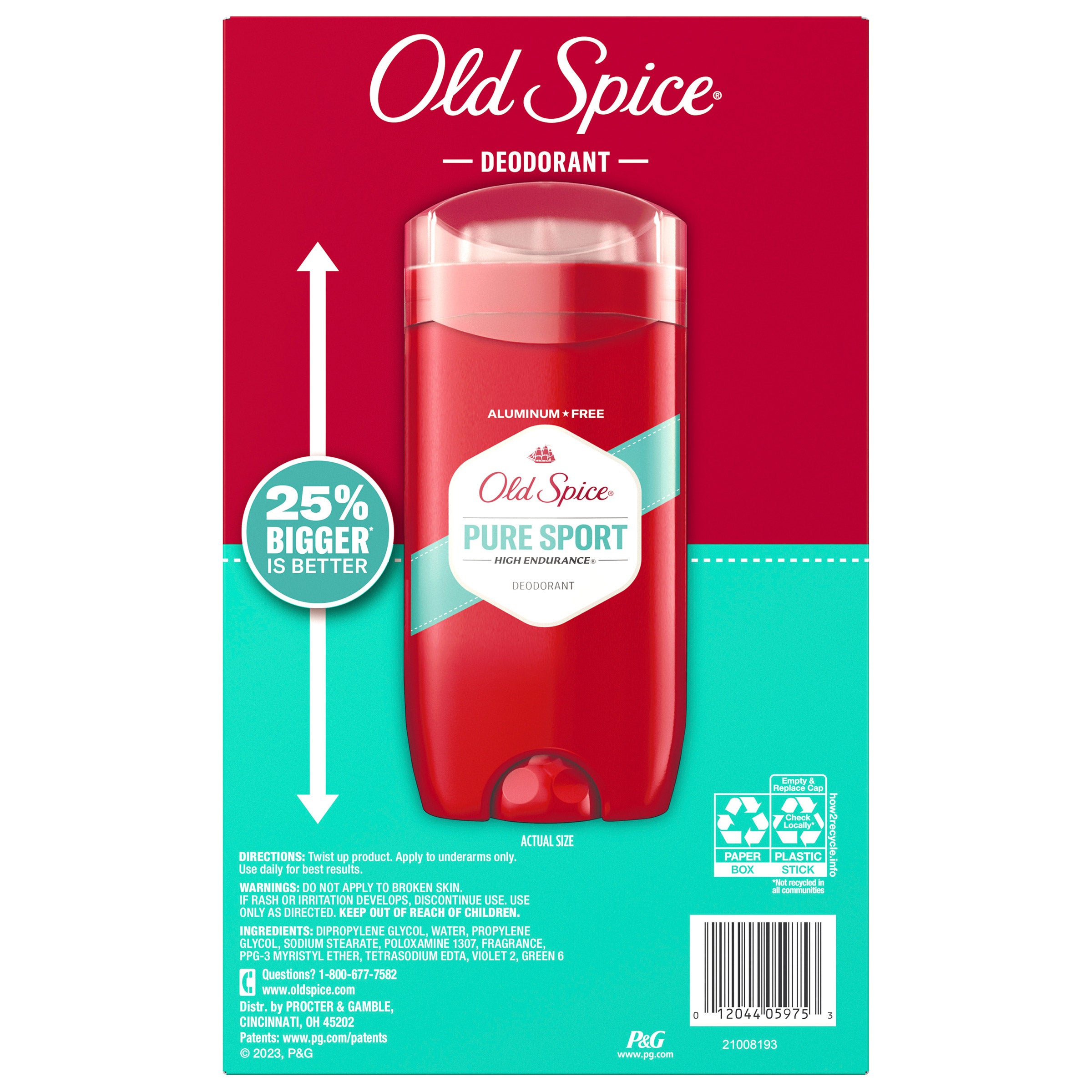 Old Spice Deodorant for Men, Pure Sport High Endurance, 3 Oz, 5-Pack