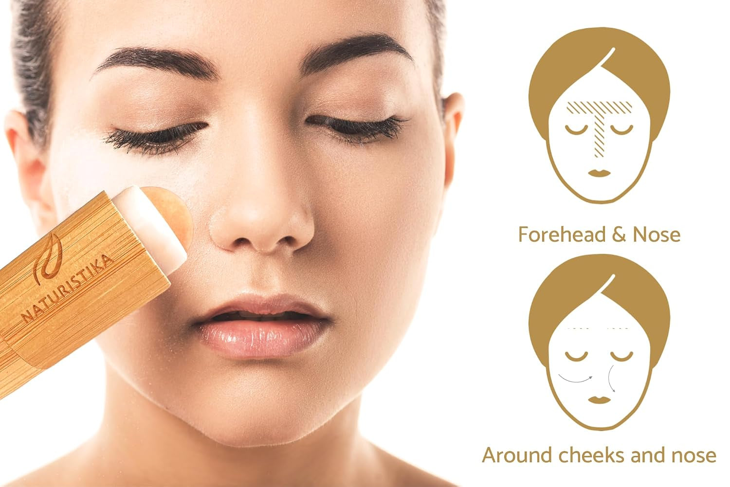 Double Head Face Roller with Rose Quartz + Volcanic Stone. Bamboo Face Roller Oil Absorbing Roller with Natural Quartz Face Eye Roller Massager. 1 Count.