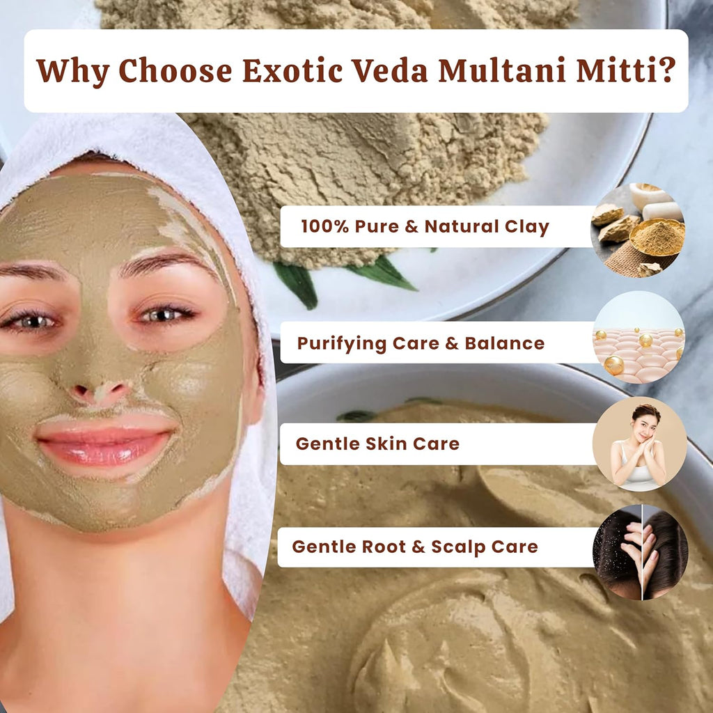 Indian Healing Powder 100G | Natural Calcium Bentonite Clay & Multani Mitti | Face & Body Mask for Smooth, Radiant Skin | Pore Care, Oil Control, Hair & Scalp Care | Vegan & Cruelty-Free
