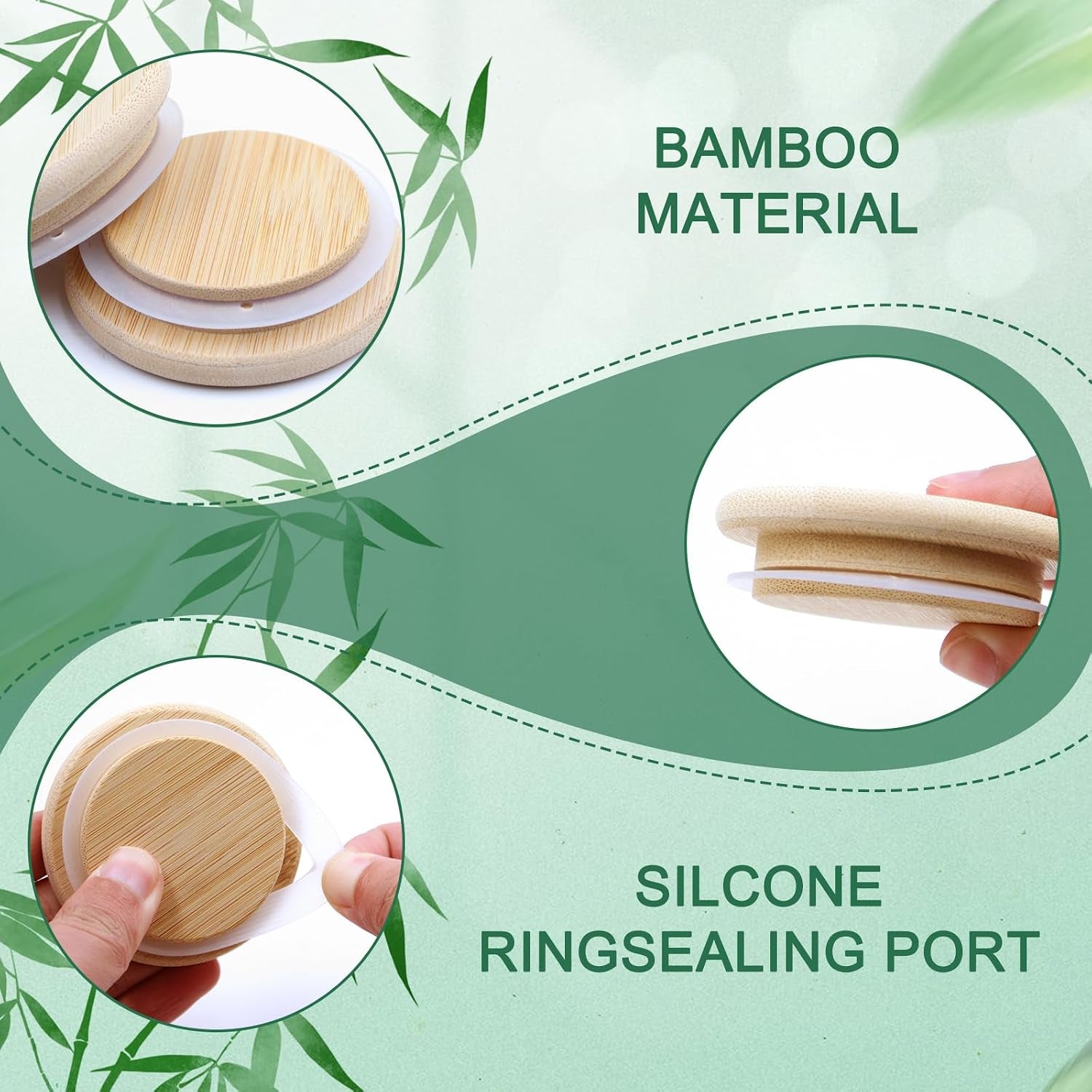 Oui Yogurt Jar Lids,  Leak Proof Wooden Lids Set with Silicone Sealing Rings, Reusable Natural Bamboo Canning Lids Covers with Bottle Label for 5 Oz Oui Yogurt Jars Storage (10 Pack)