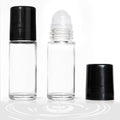 2 PCS Empty Glass Roller Bottles Plastic Roller Ball ，Deodorant Roll on Bottles for Essential Oils, Perfume, Cosmetics （30Ml ） (2Pcs Round)