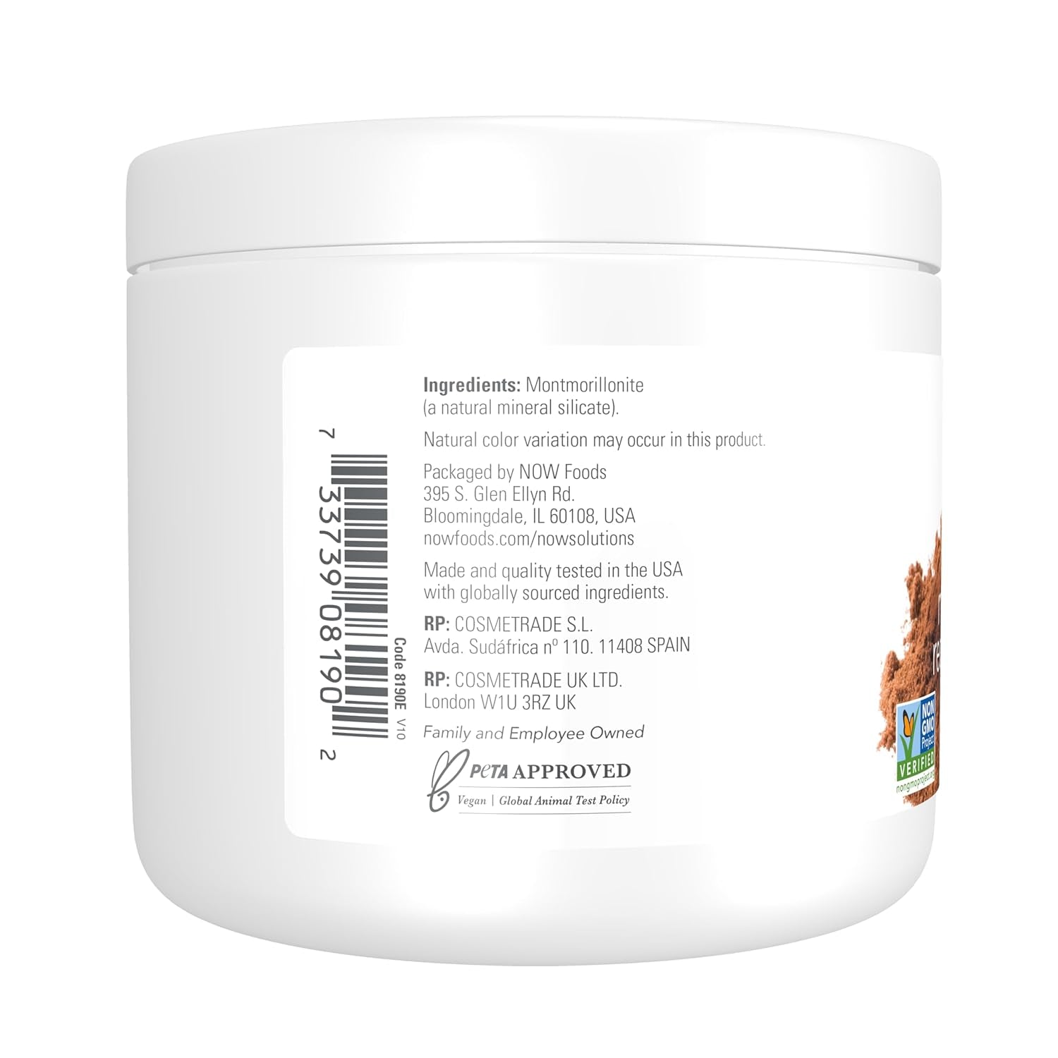 NOW Solutions, Mediterranean Red Clay Powder, Pure Powder for Sensitive Skin Facial Mask, 6-Ounce