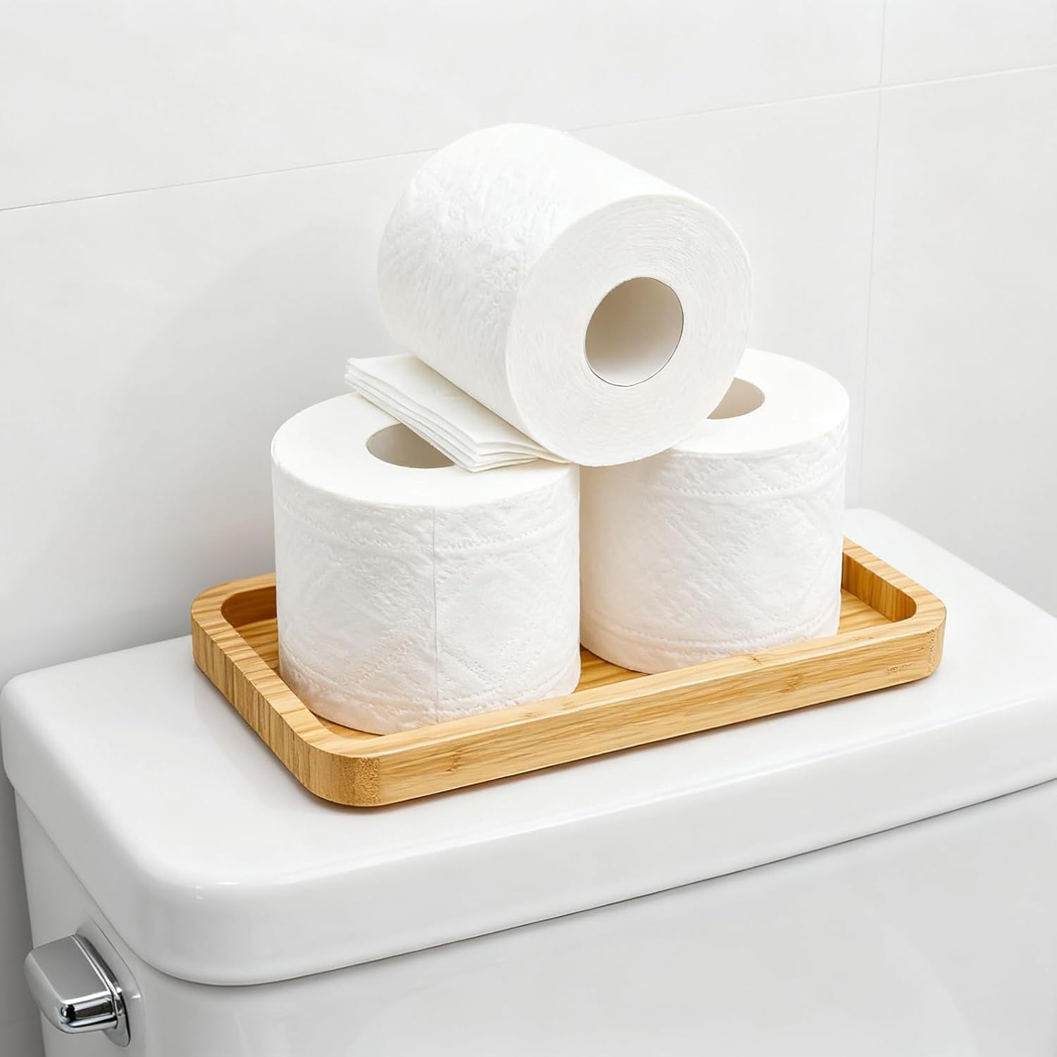 Bamboo Vanity Bathroom Tray for Counter, Bamboo Tray for Bathroom, Toilet Tank, Perfume 11.8L X 5.9W X 0.8H Inch (Bamboo)