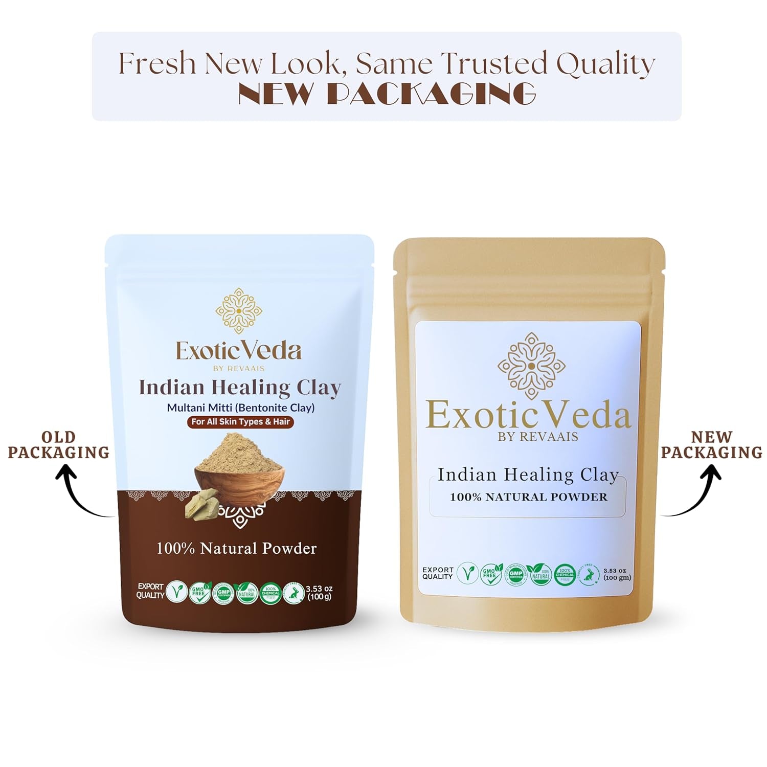 Indian Healing Powder 100G | Natural Calcium Bentonite Clay & Multani Mitti | Face & Body Mask for Smooth, Radiant Skin | Pore Care, Oil Control, Hair & Scalp Care | Vegan & Cruelty-Free