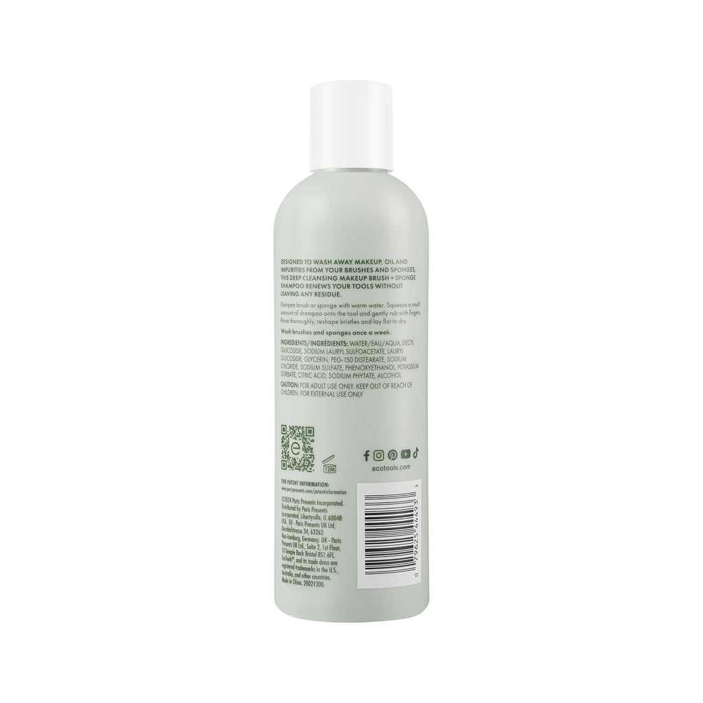 Makeup Brush + Sponge Shampoo, Cleanses Makeup & Impurities from Tools, Sponges, & Puffs, Fragrance-Free Cleanser, No Harsh Chemicals, Vegan, & Cruelty-Free, 8 Fl. Oz./236 Ml. Bottle