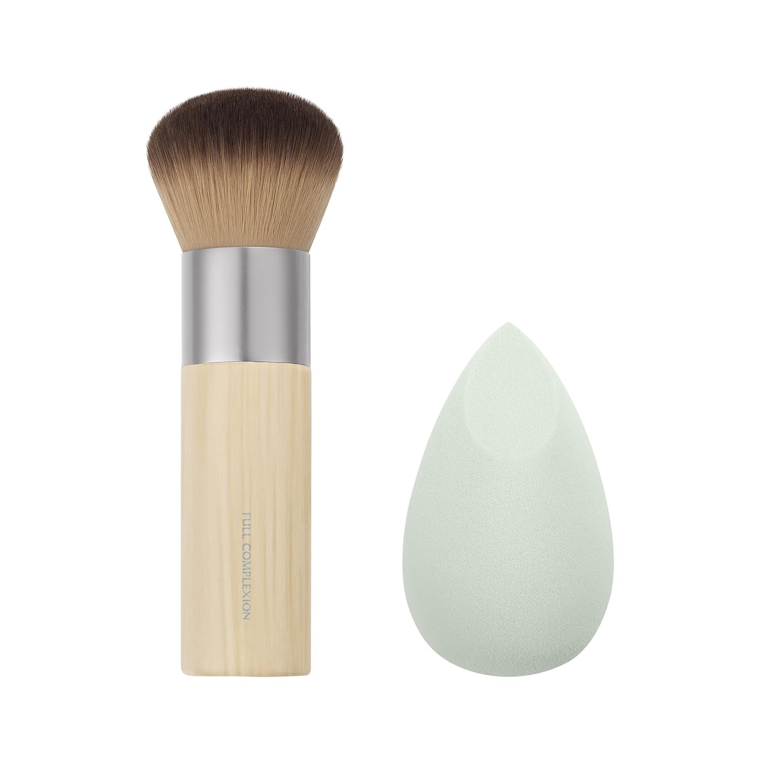 Blend + Blur Makeup Brush and Sponge Duo, Makeup Blender Sponge & Foundation Brush, for Liquid & Cream Makeup, Cloud Skin, Eco Friendly, Latex-Free, Cruelty Free, & Vegan, 2 Piece Set