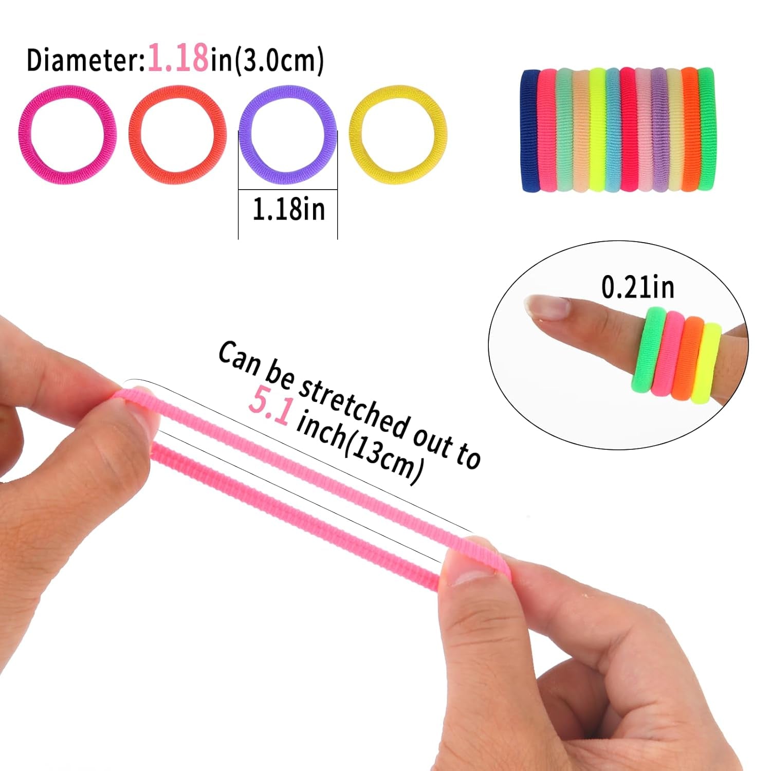 -100 PCS Hair Ties, Hair Elastics, Hair Accessories for Girls Women, Cotton Toddler Hair Ties for Girls and Kids (Multicolor)