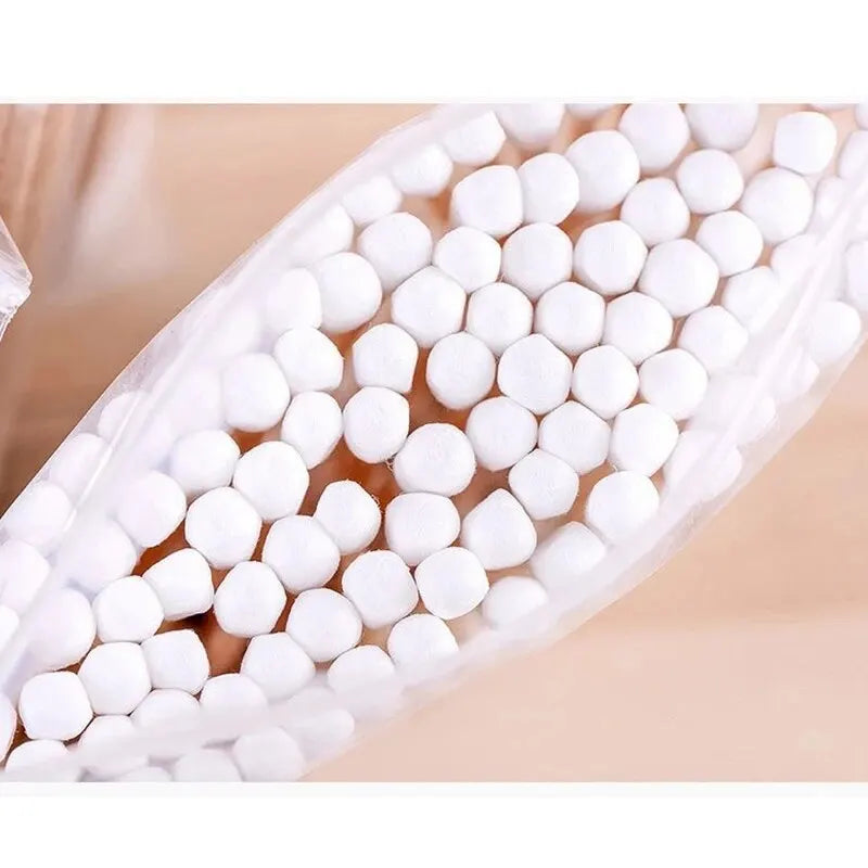 500 Count Cotton Swabs, Natural Double round Strong Wooden Cotton Tip Sticks Buds for Ears, Cruelty-Free Ear Swabs
